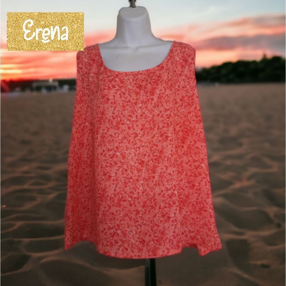Erena floral orange sheer tank top